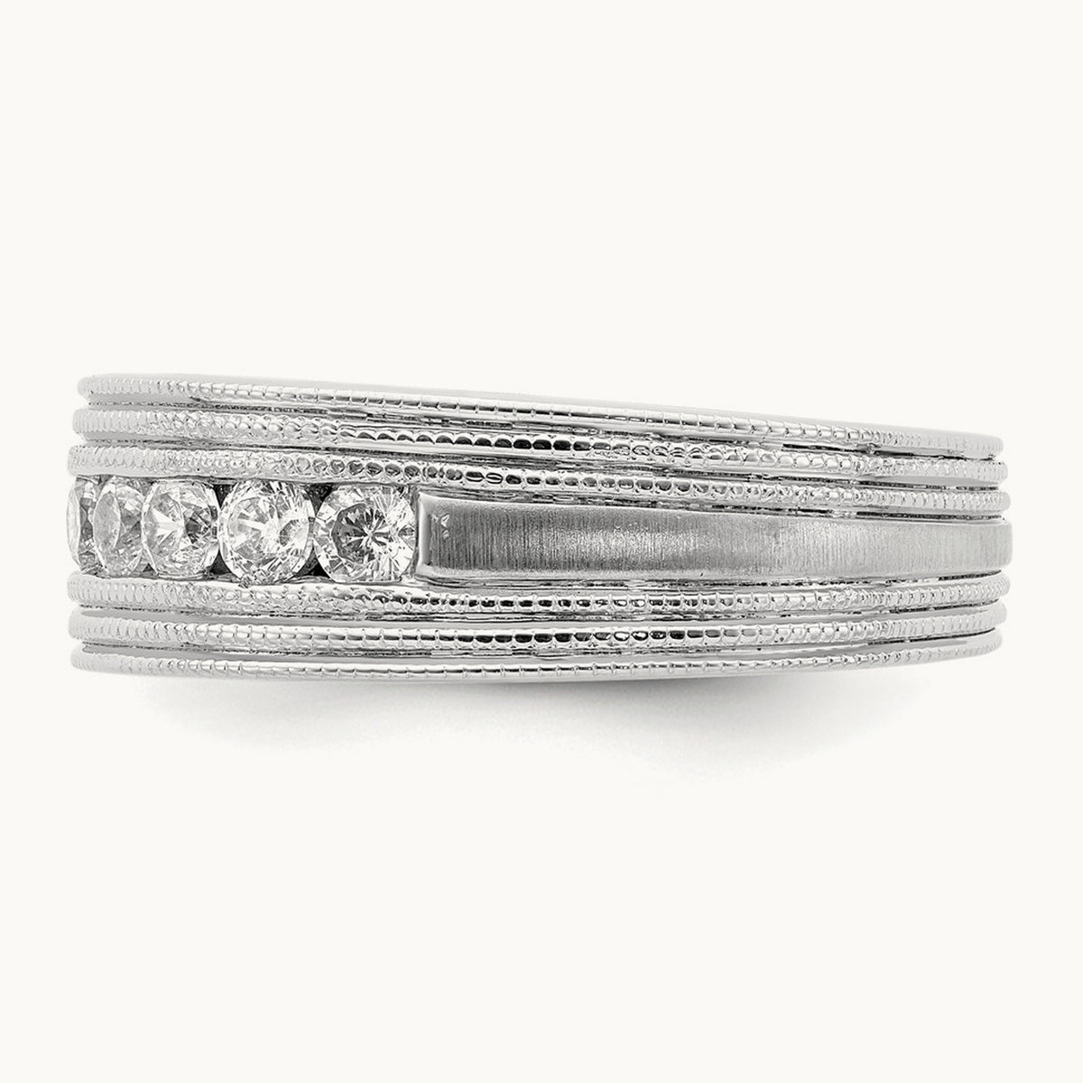 7 Stone Men's Ring, 0.50 ct tw Lab-Grown Diamond — 14K White Gold
