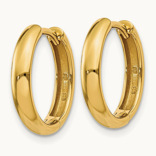 Round Hinged Hoop Earrings, 14K