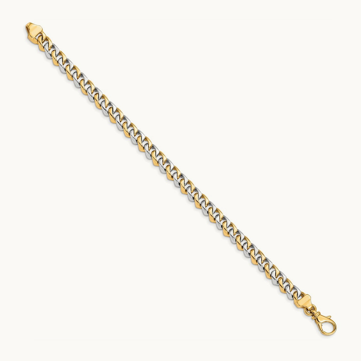 Hand Polished Fancy Link Bracelet, 6.85mm, 14K Two-tone