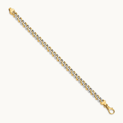 Hand Polished Fancy Link Bracelet, 6.85mm, 14K Two-tone