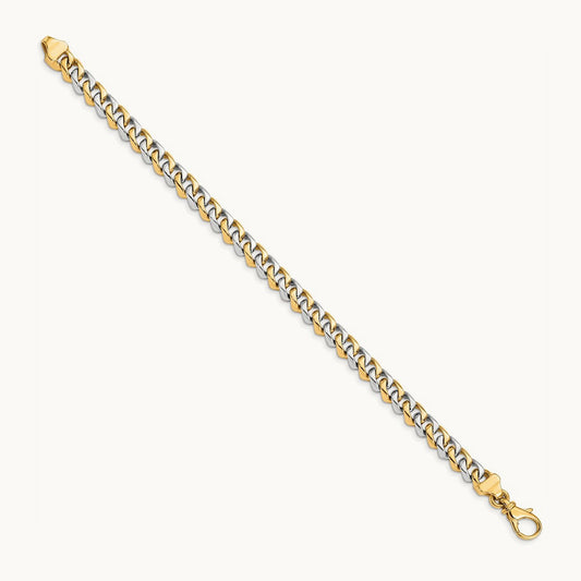 Hand Polished Fancy Link Bracelet, 6.85mm, 14K Two-tone