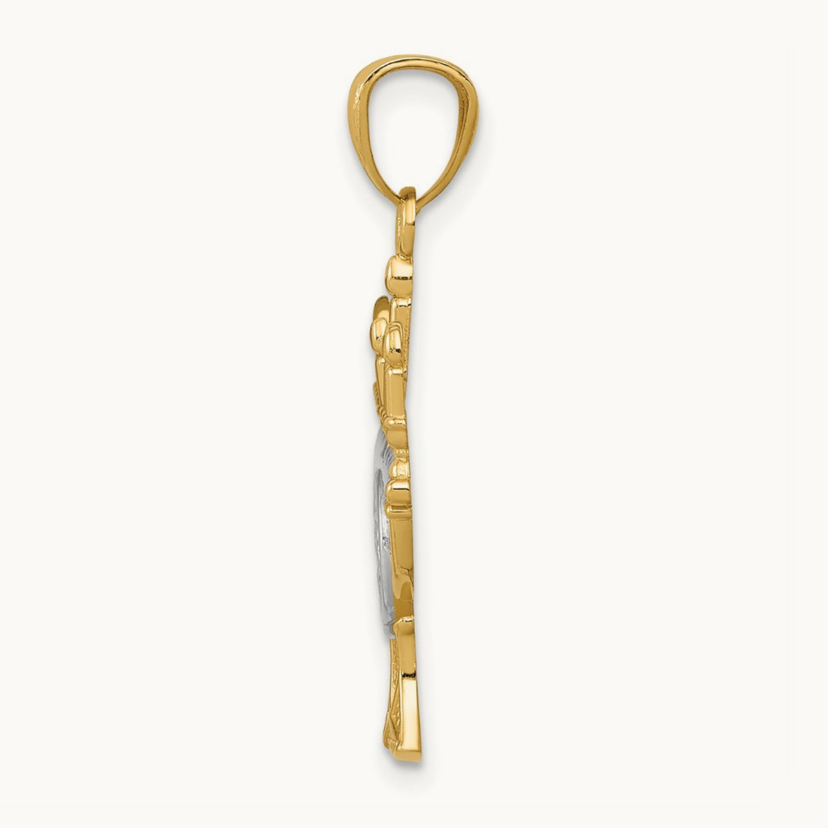 w/ White Rhodium Menorah Pendant, 14K