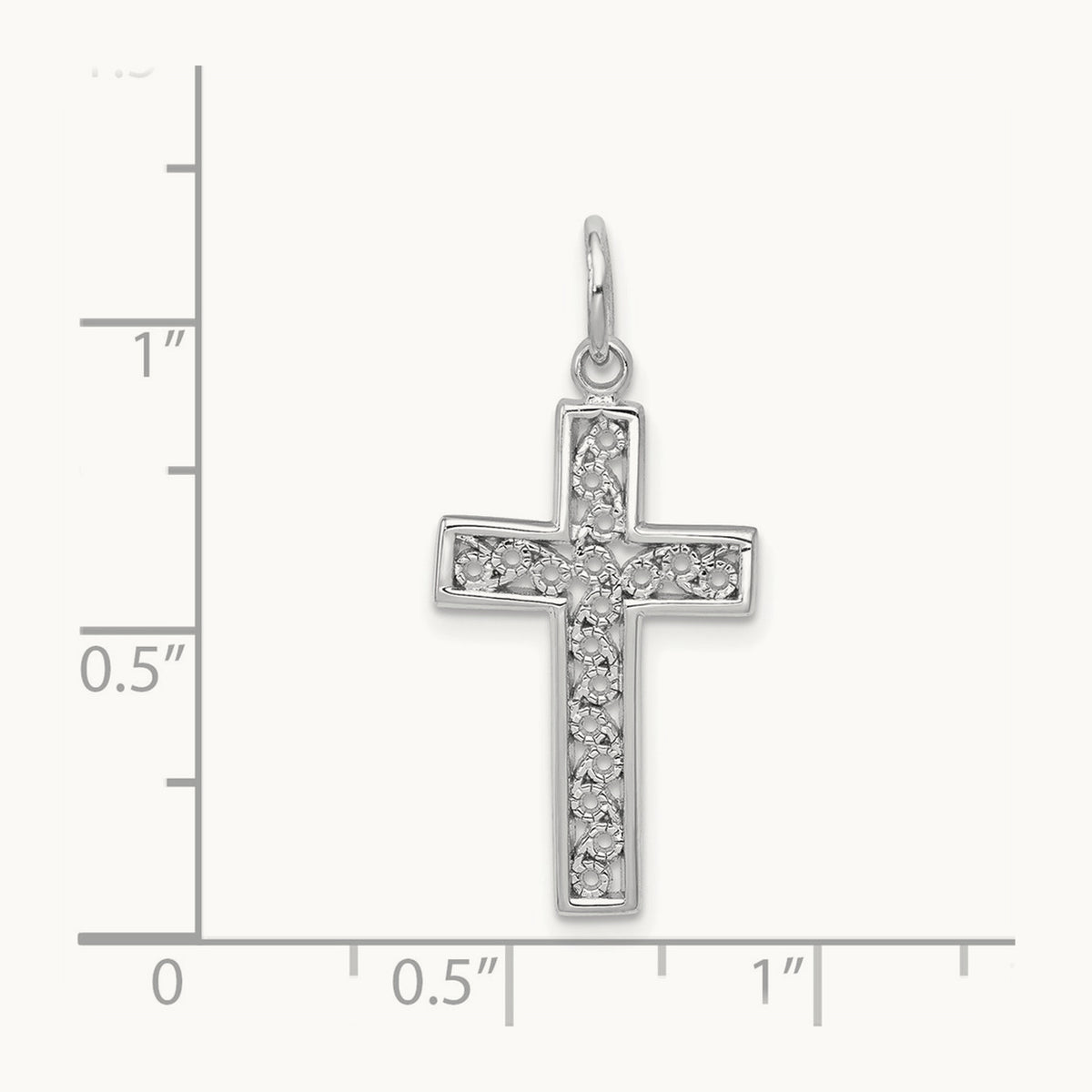 Cross Charm, 14K White Gold