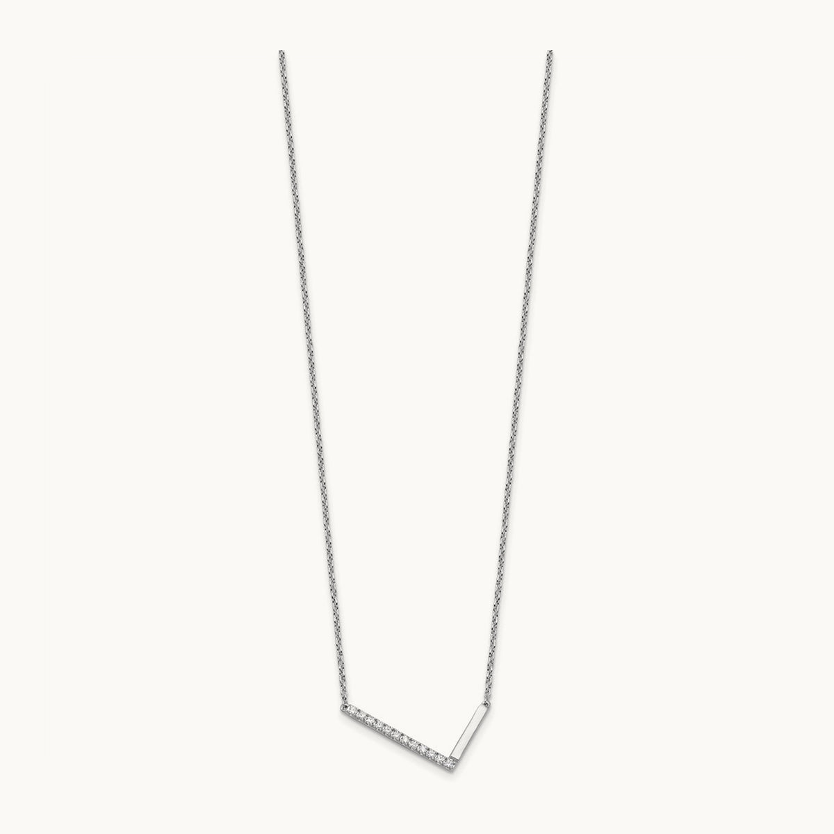 Sideways Diamond Necklace — 14K White Gold, L