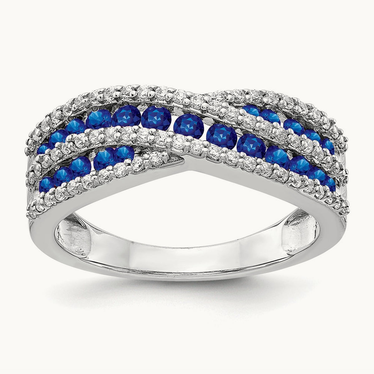 Diamond and Sapphire Fancy Ring, 14K White Gold