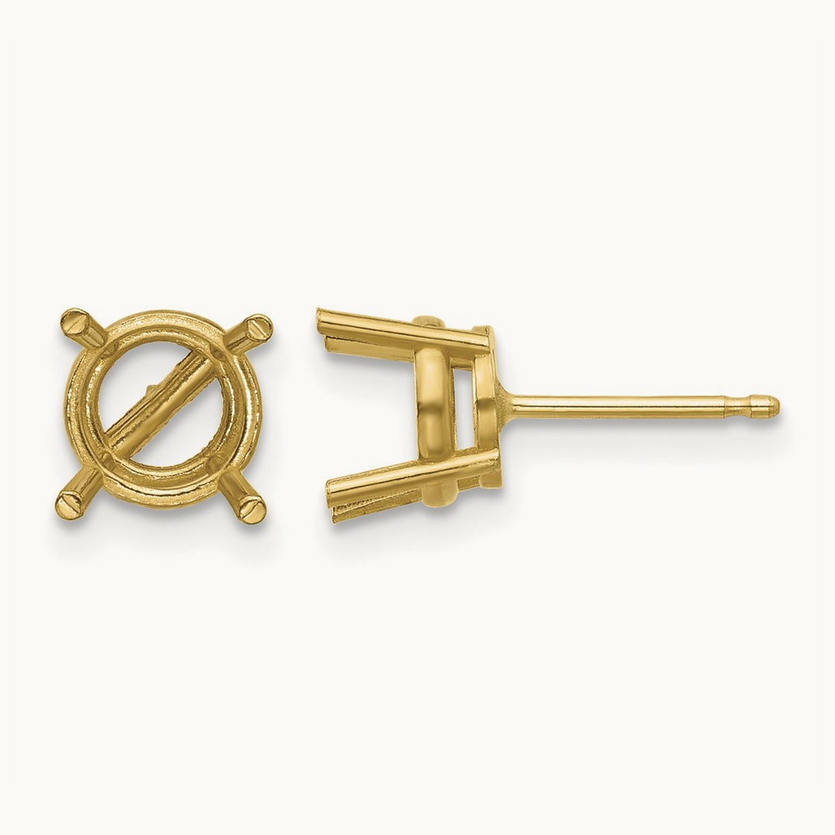 Cushion Earring Mountings, 7mm, 14K