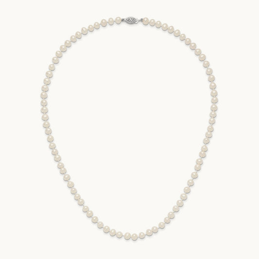 WG 5- Near Rnd Wht Freshwater Cultured Pearl 18in Necklace, 6mm, 14K