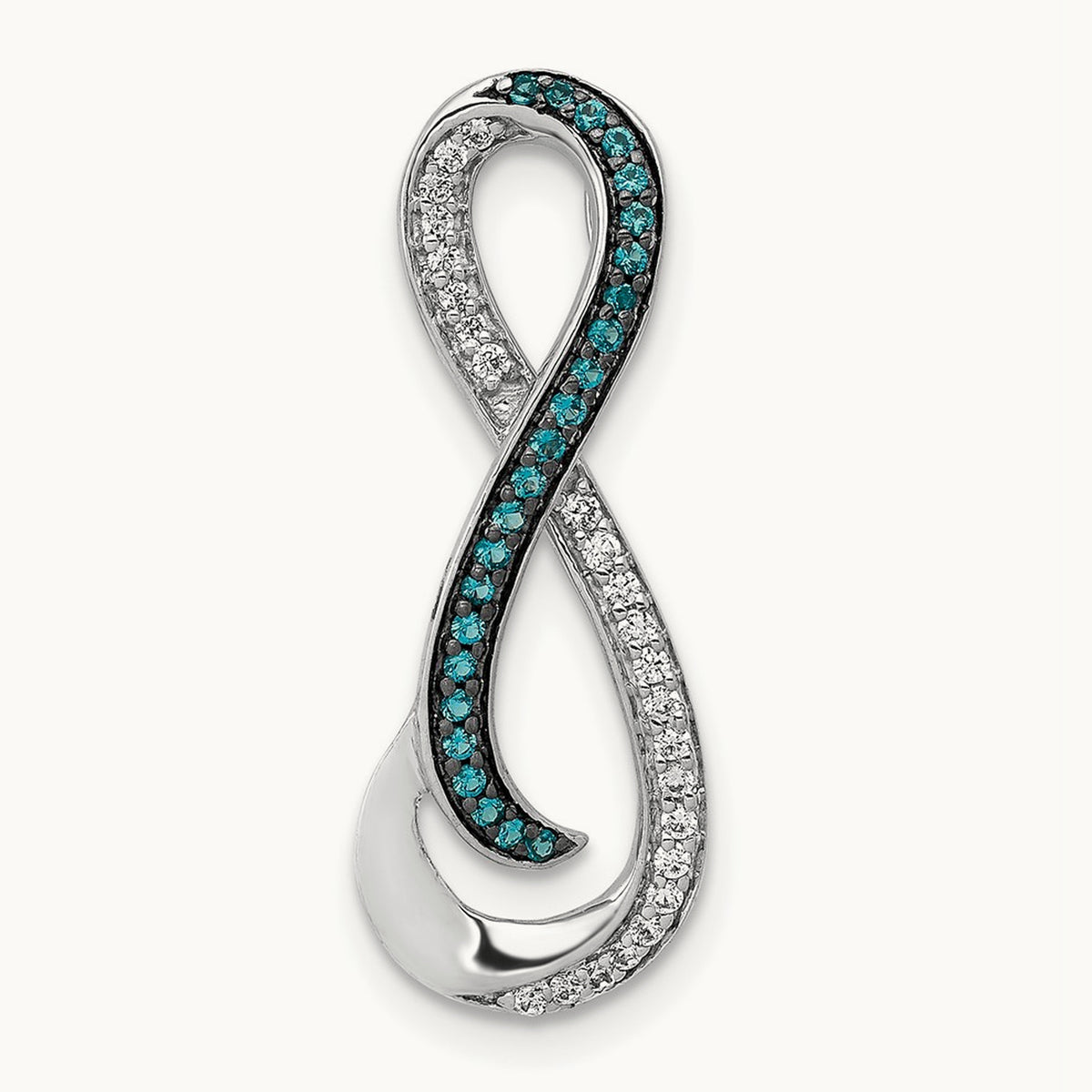 1/5ct. Diamond/Blue Diamond Infinity Chain Slide, 14K White Gold