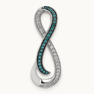 1/5ct. Diamond/Blue Diamond Infinity Chain Slide, 14K White Gold