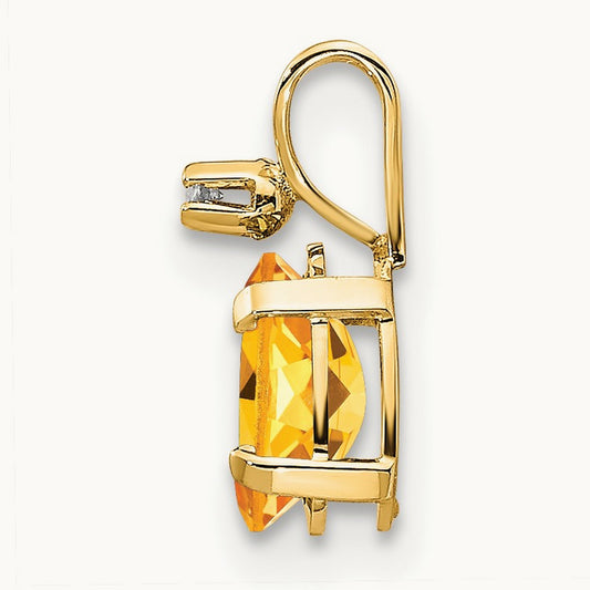 Diamond & Citrine Birthstone Pendant — 14K Yellow Gold