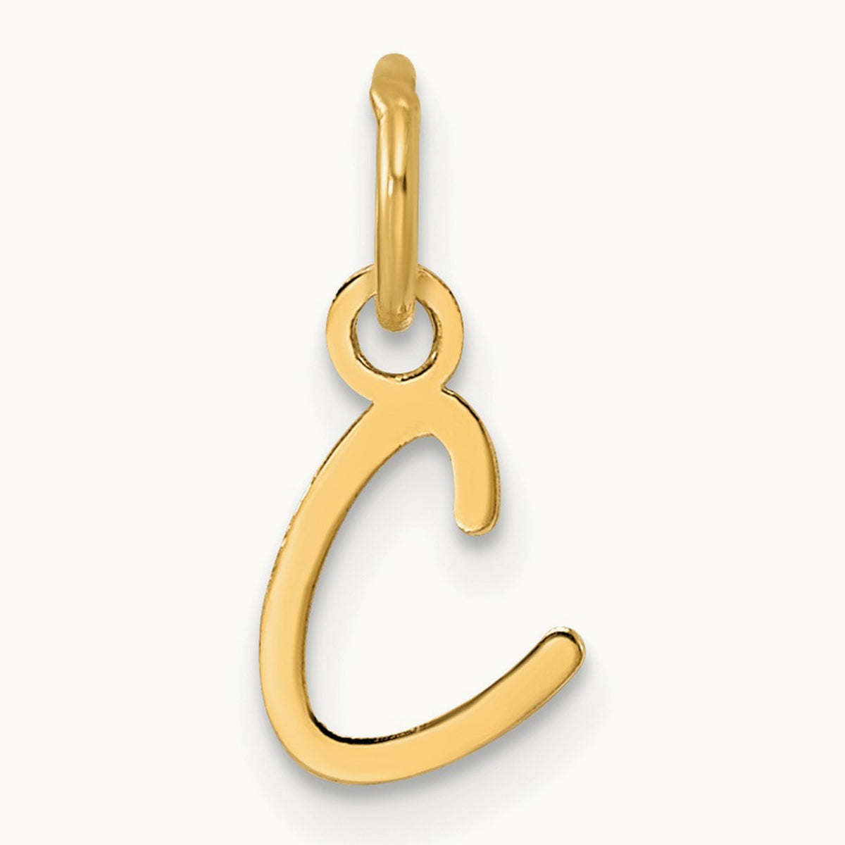 Uppercase Initial Charm — 14K Yellow Gold, C