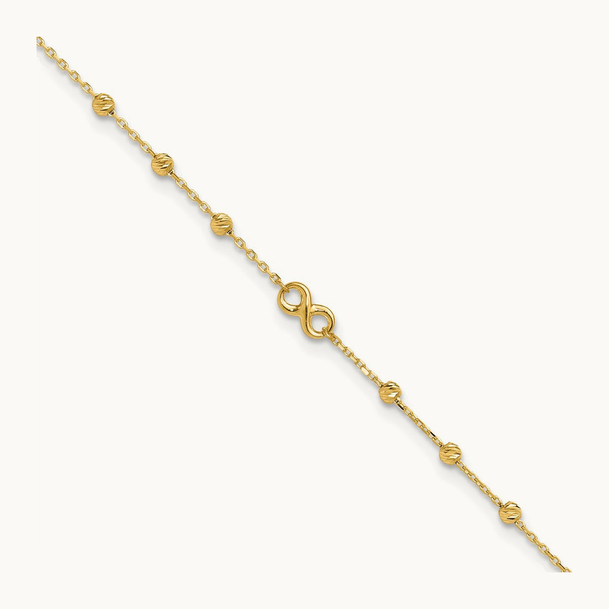 Infinity Symbol 10in Plus 1in ext. Anklet, 14K