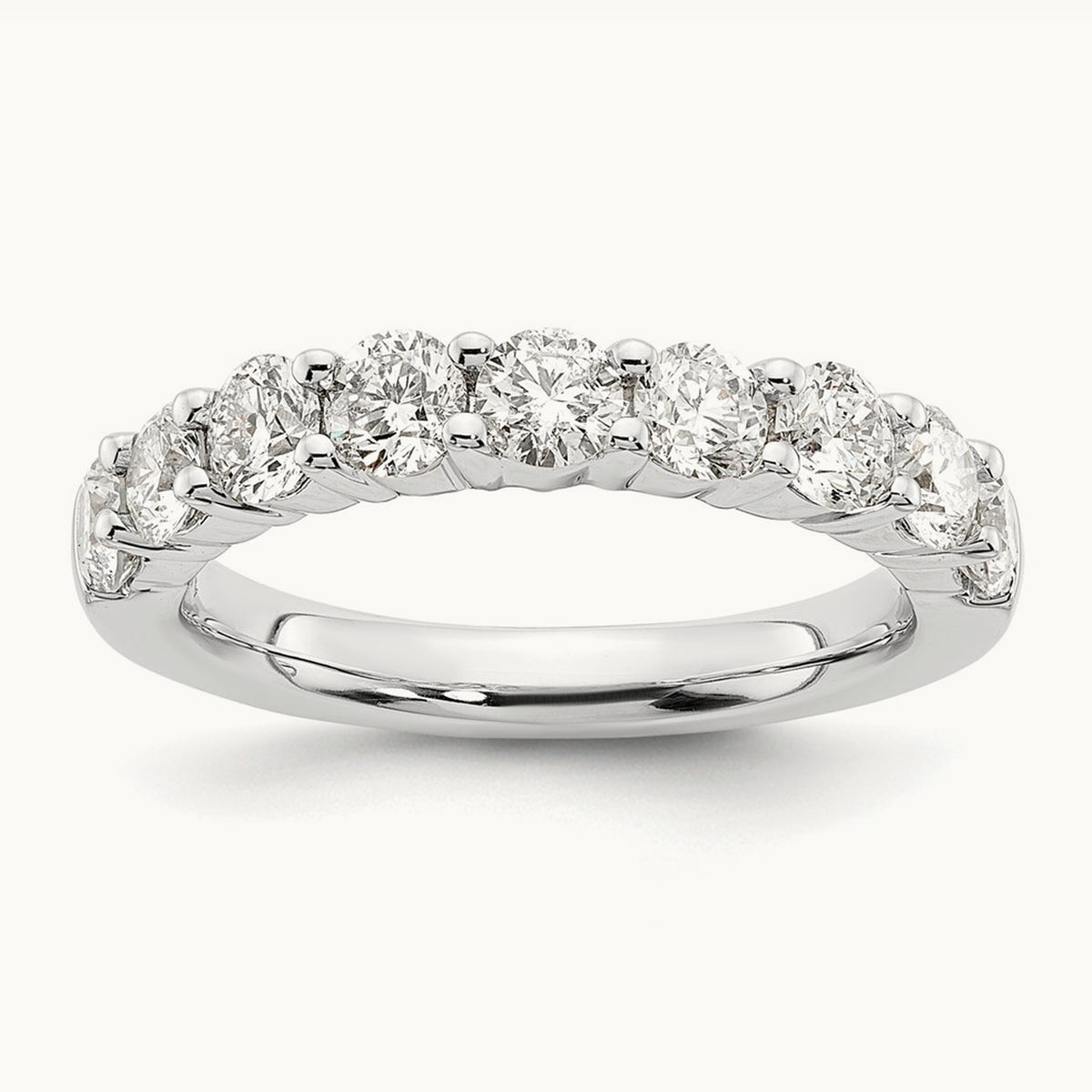 9-Stone Diamond Band, 14K White Gold
