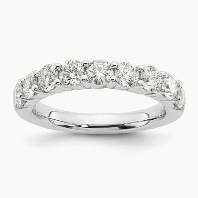 9-Stone Diamond Band, 14K White Gold