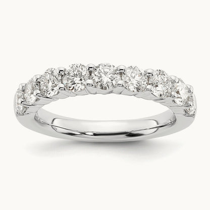 9-Stone Diamond Band, 14K White Gold