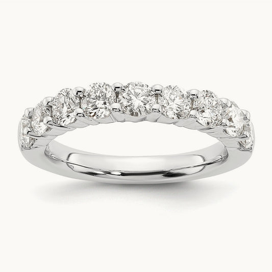 9-Stone Diamond Band, 14K White Gold