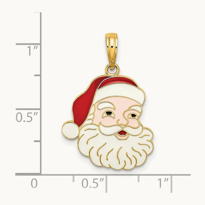 w/ Enamel Santa Face Charm, 14K