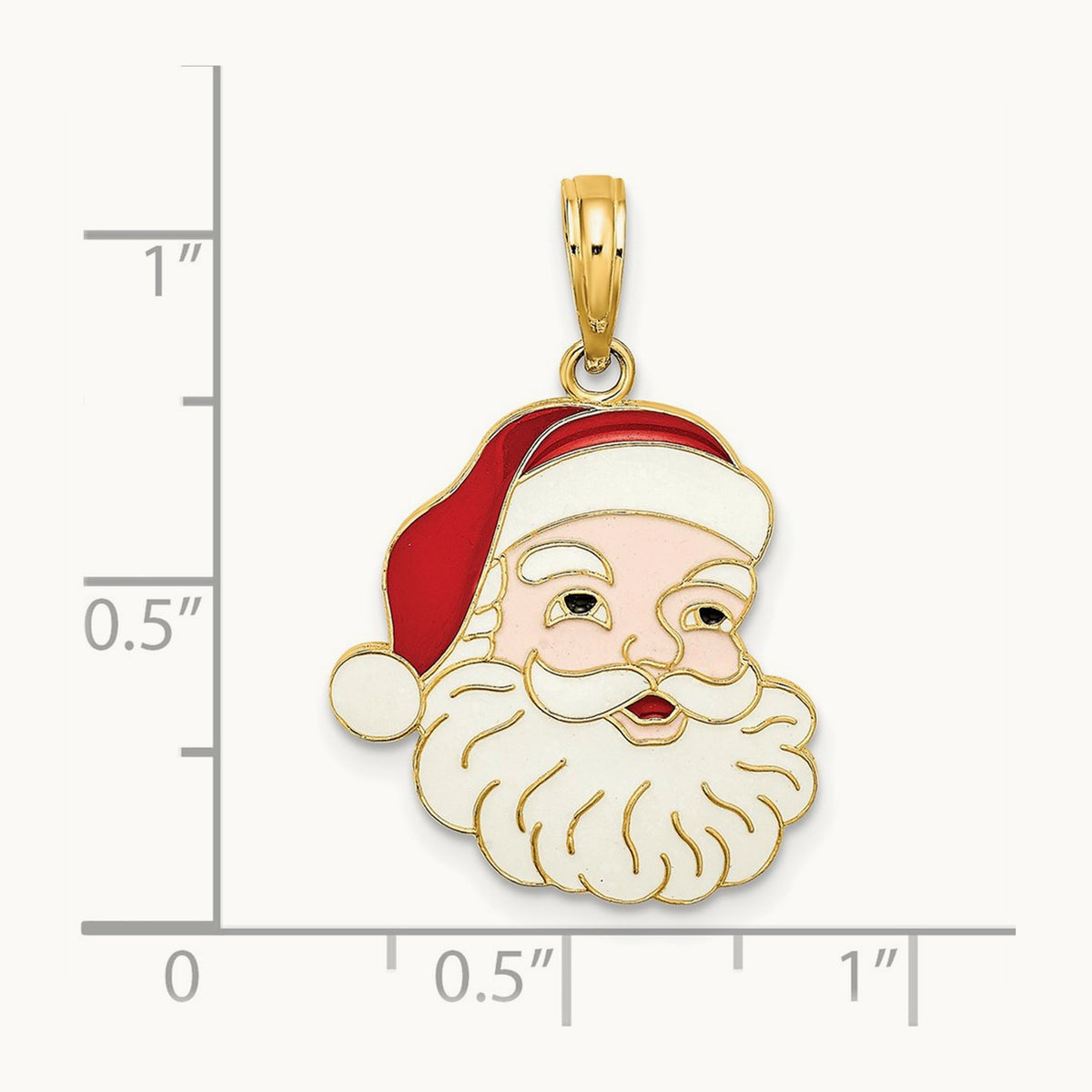 w/ Enamel Santa Face Charm, 14K