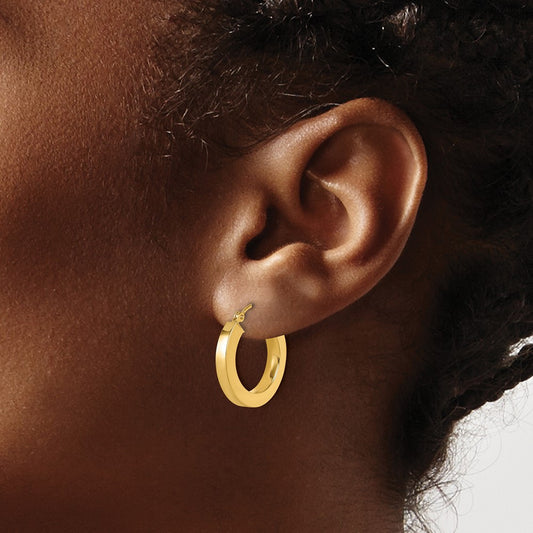 Polished Square Hoop Earrings — 10K Yellow Gold