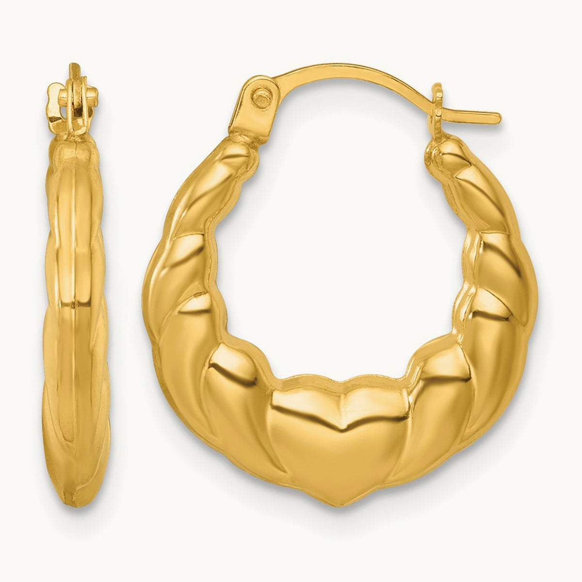 Polished Hearts Hoop Earrings, 14K