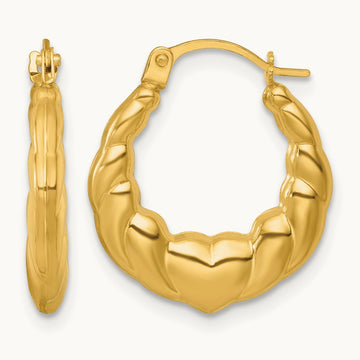 Polished Hearts Hoop Earrings, 14K