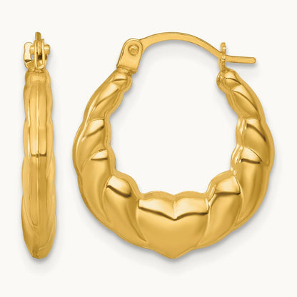 Polished Hearts Hoop Earrings, 14K