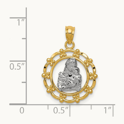 w/Rhodium Mother Holding Baby Pendant, 14K