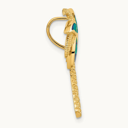Lab Created Opal Palm Tree Slide, 14K