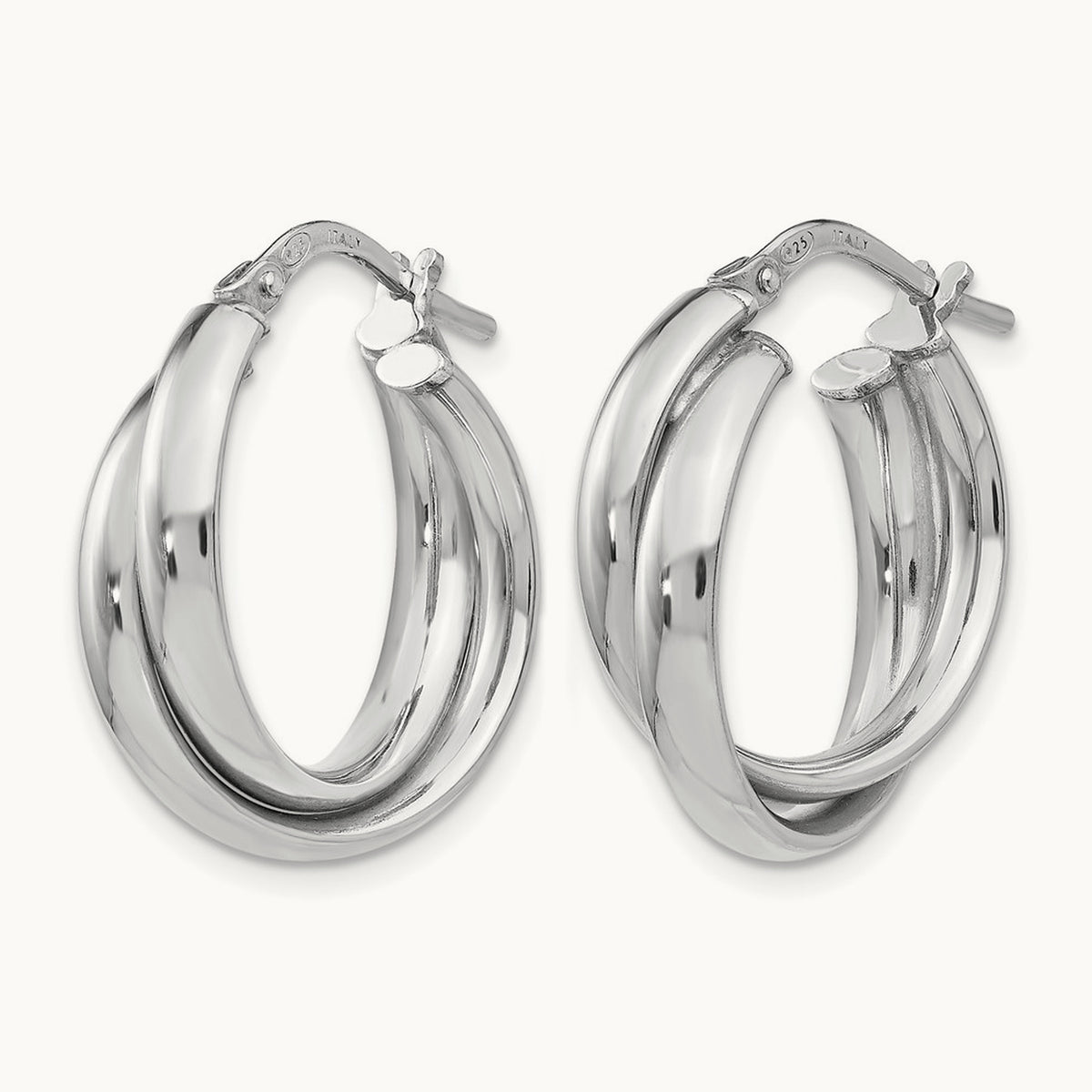 RH-plated Polished Twisted Hoop Earrings, Sterling Silver — Leslie's