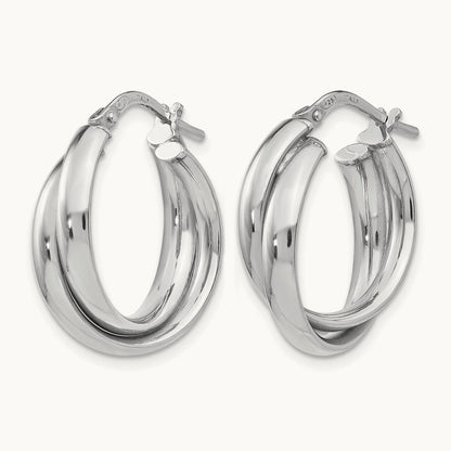 RH-plated Polished Twisted Hoop Earrings, Sterling Silver — Leslie's
