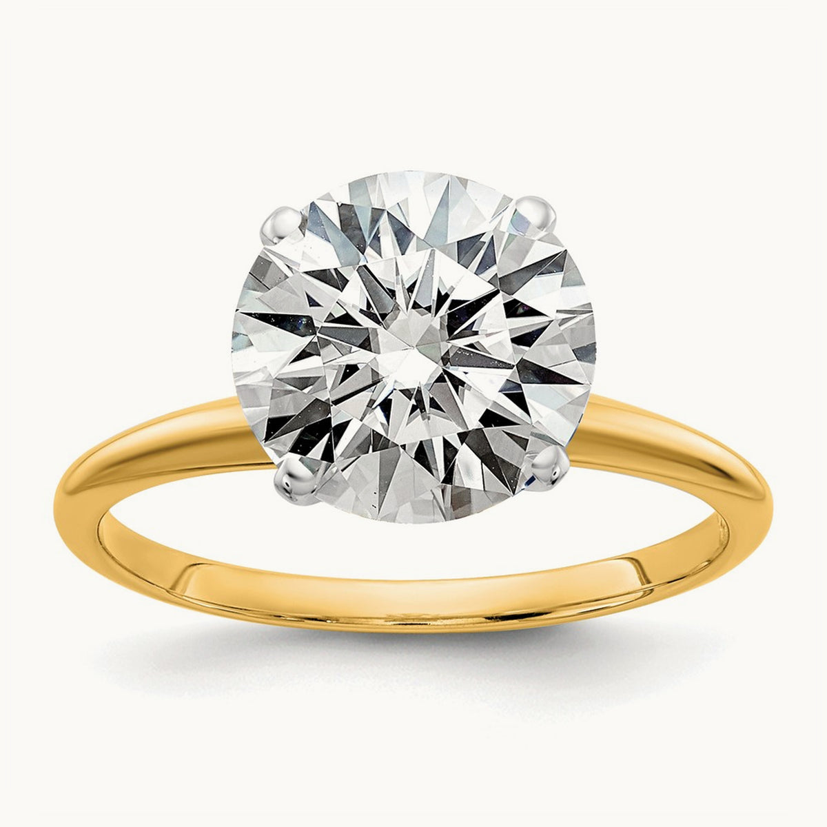 Round Solitaire Engagement Ring, 3.00 ct tw Lab-Grown Diamond — 14K Two-Tone