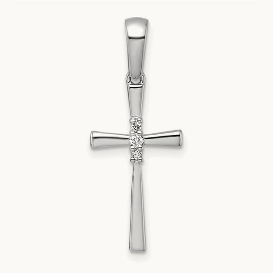 1/20ct. Diamond Cross Pendant — 14K White Gold, 30.2mm