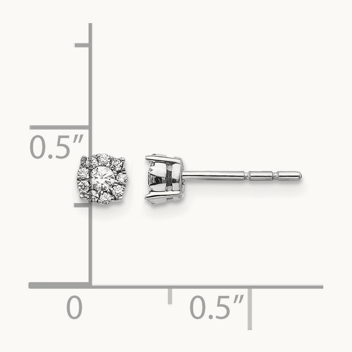 Diamond Cluster Post Earrings, 14K White Gold