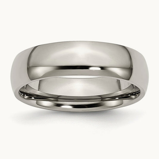 Polished Half Round Band, 6mm, Titanium
