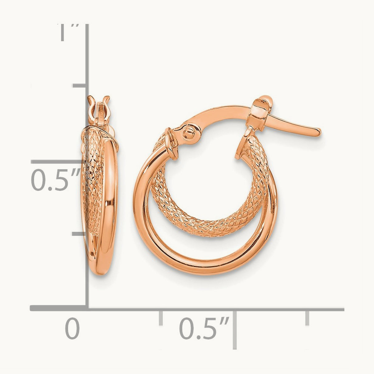 Polished Diamond-cut Hoop Earrings — 14K Rose Gold