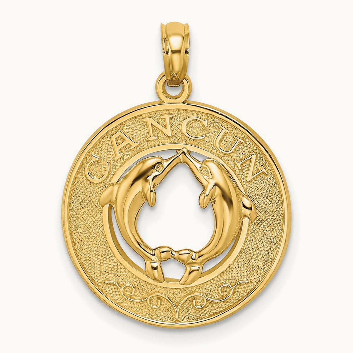 CANCUN w/Dolphin Circle Charm, 14K