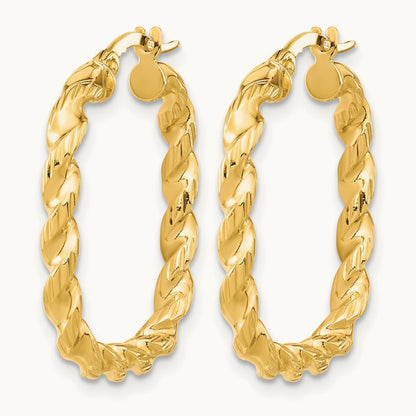 Polished Square Twisted Hoop Earrings, 14K — Leslie's