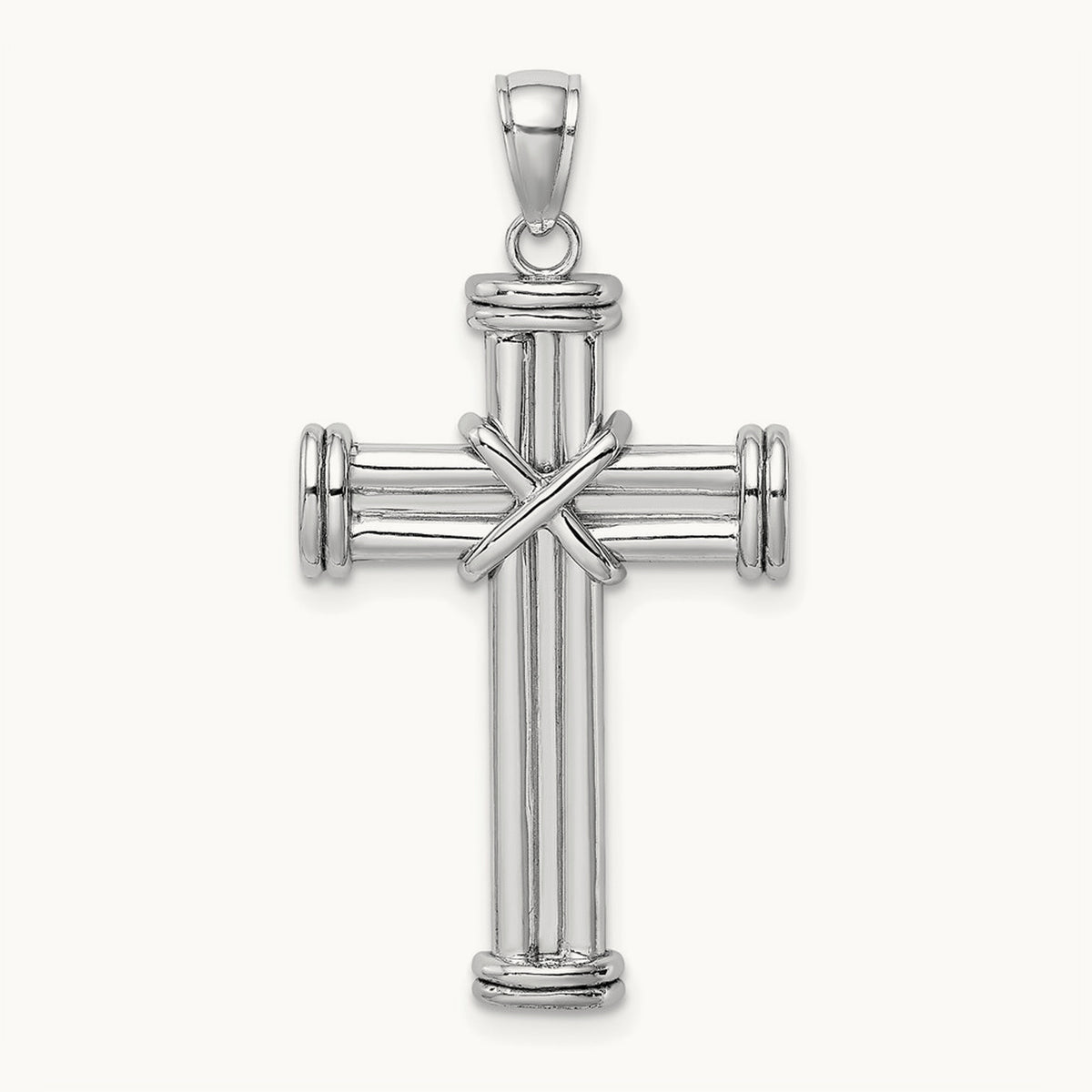 Polished Cross Pendant — 14K White Gold