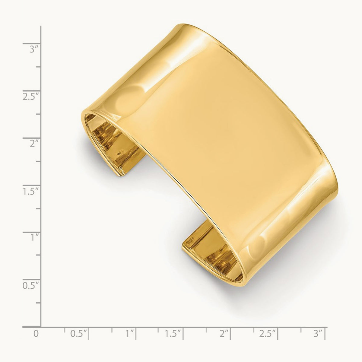 Polished Cuff Bangle — 14K Yellow Gold, 37mm