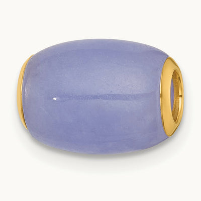 Polished Lavender Jade Oval Bead Slide Pendant, 14K