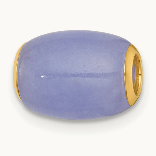 Polished Lavender Jade Oval Bead Slide Pendant, 14K