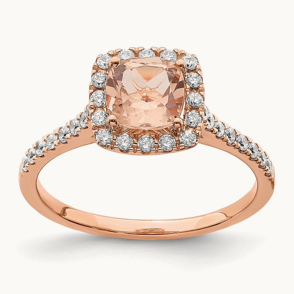 Morganite Halo Engagement Ring, 0.25 ct tw Lab-Grown Diamond