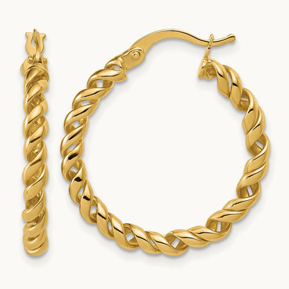 Polished Twisted Hoop Earrings, 14K — Leslie's