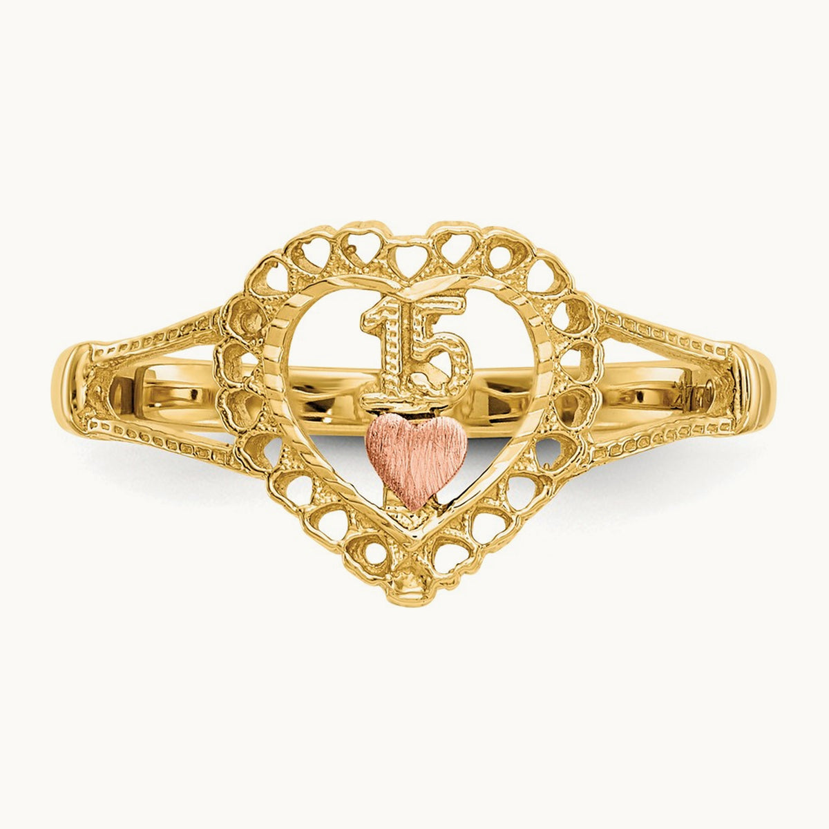 15 Heart Ring, 14K Two-tone