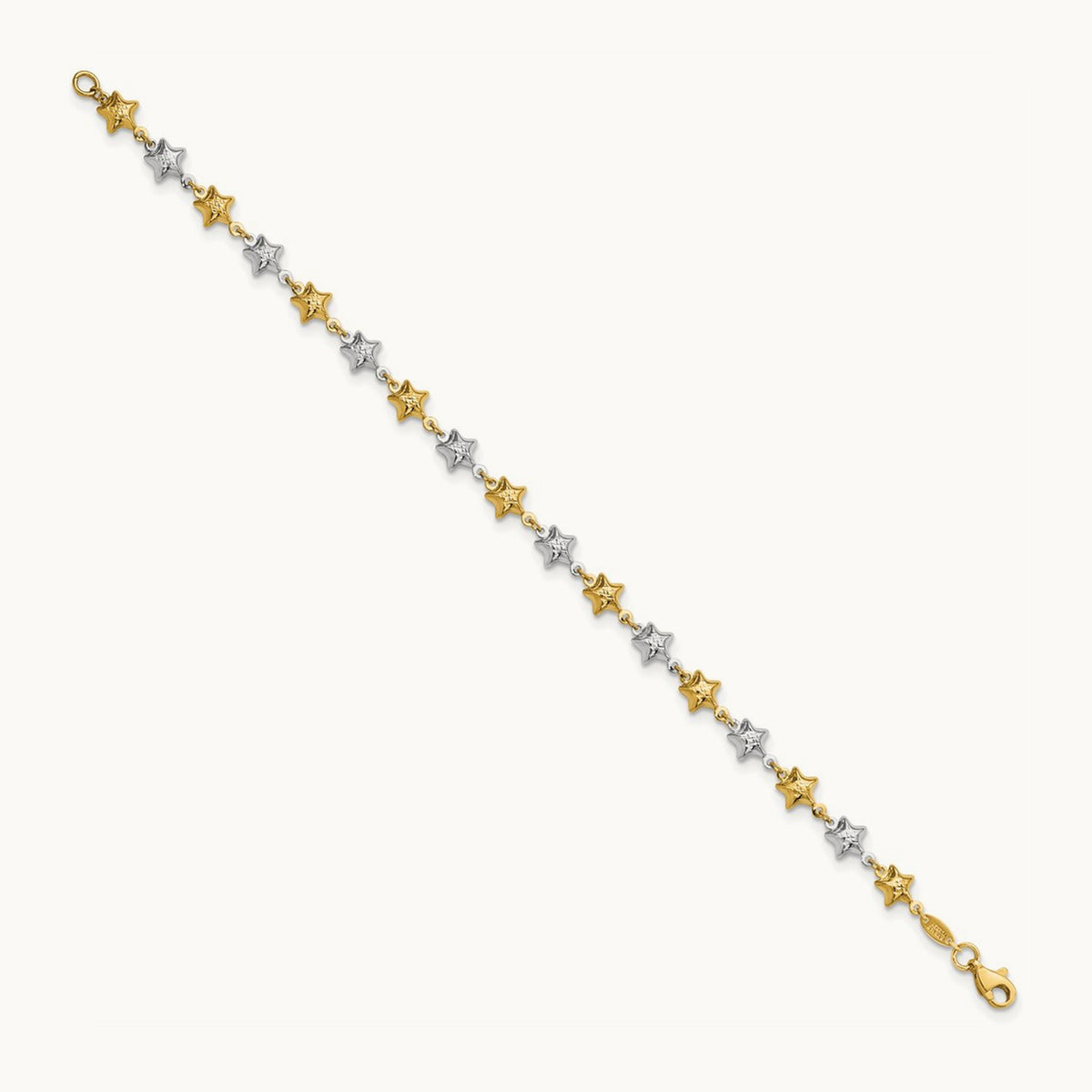 Puffed Star Bracelet, 14K Two-tone