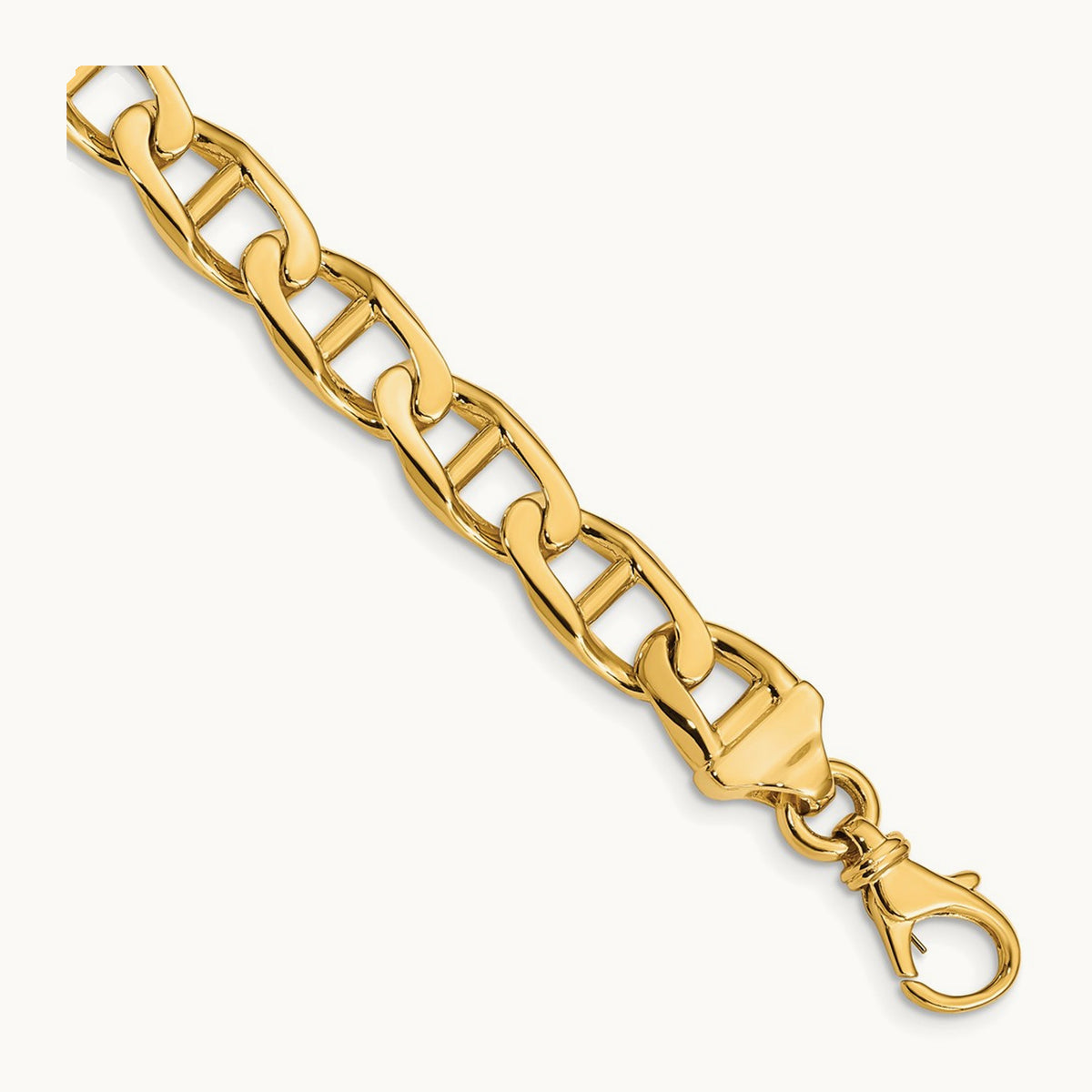 Hand-polished Anchor Link Bracelet — 14K Yellow Gold, 9mm