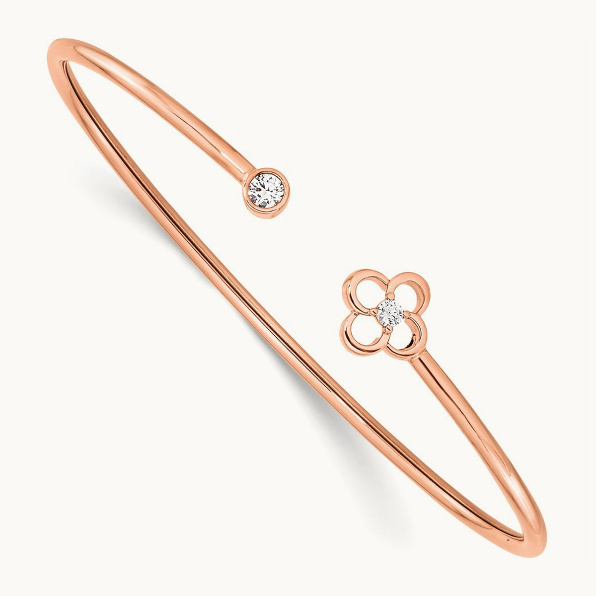 Floral Flexible Bangle, 0.15 ct tw Lab-Grown Diamond — 14K Rose Gold
