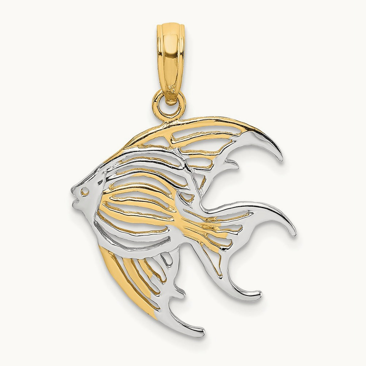 Cut-Out Angelfish Charm — 14K Two-Tone Gold, 17.35mm