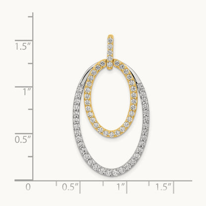 1ct. Diamond Double Oval Pendant, 14K Two-tone