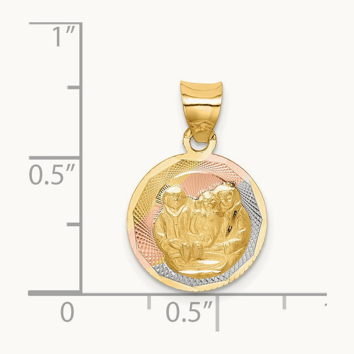 w/Rose and White Rhodium D/C Baptism Pendant, 14K